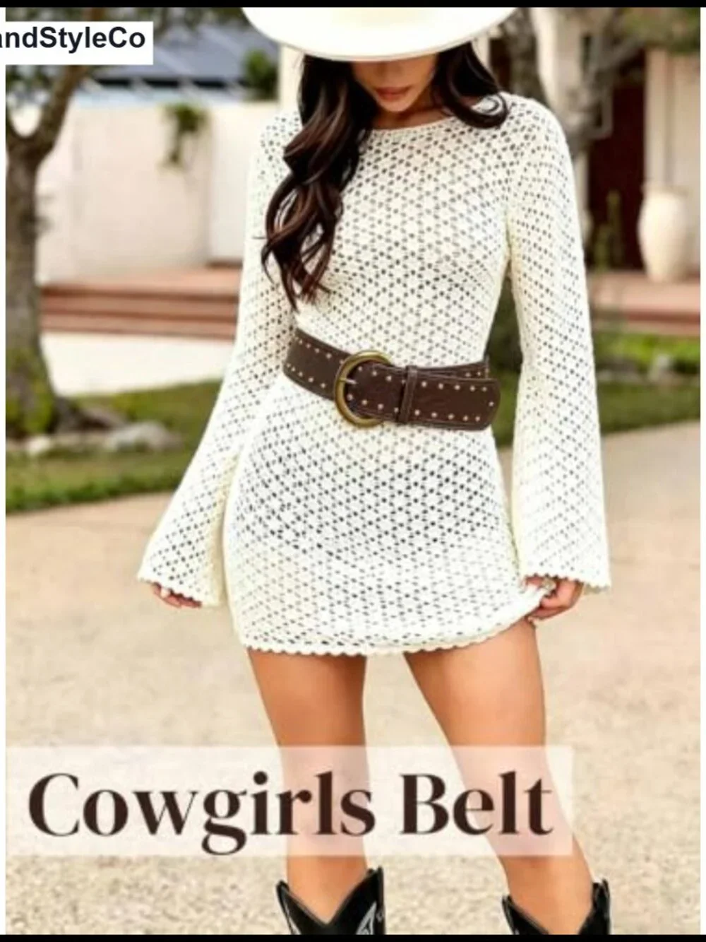 Wide Western Cowgirl Faux Leather Belt with Metal Buckle for Jeans Dresses